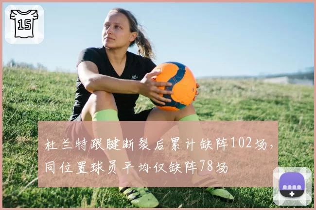 杜兰特跟腱断裂后累计缺阵102场,同位置球员平均仅缺阵78场